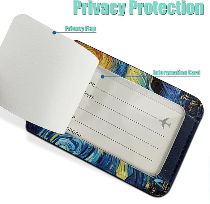 Cat Star Luggage Tag, Suitcase Tags with Privacy Flap and Metal Loop, Luggage Tags for Suitcases, Identifiers Travel Essentials Bag Tag, Cat Lovers Gifts for Women Girls Friends Sister