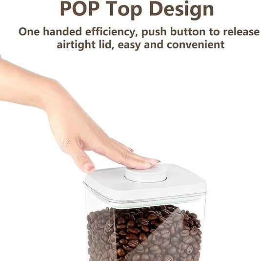 Hontent Large Pop Airtight Food Storage Containers Set with Lids 4.2Qt/4L Food Containers with Scoop, Kitchen Pantry Organization and Storage, BPA Free Stackable Cereal Container (4 * 4.2Qt)