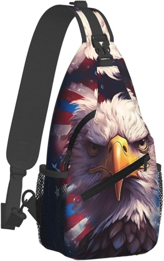 American Flag Sling Bag Multipurpose Crossbody Sling Backpack Travel Cycling Hiking Shoulder Bag For Women Men