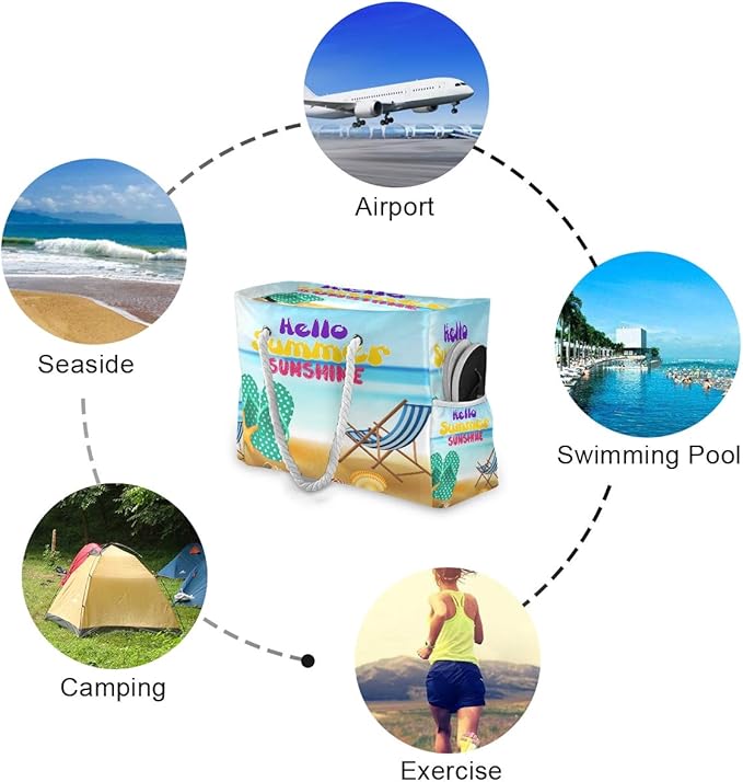 senya Large Beach Shoulder Bags Canvas Tote Water Resistant for Gym Travel Daily