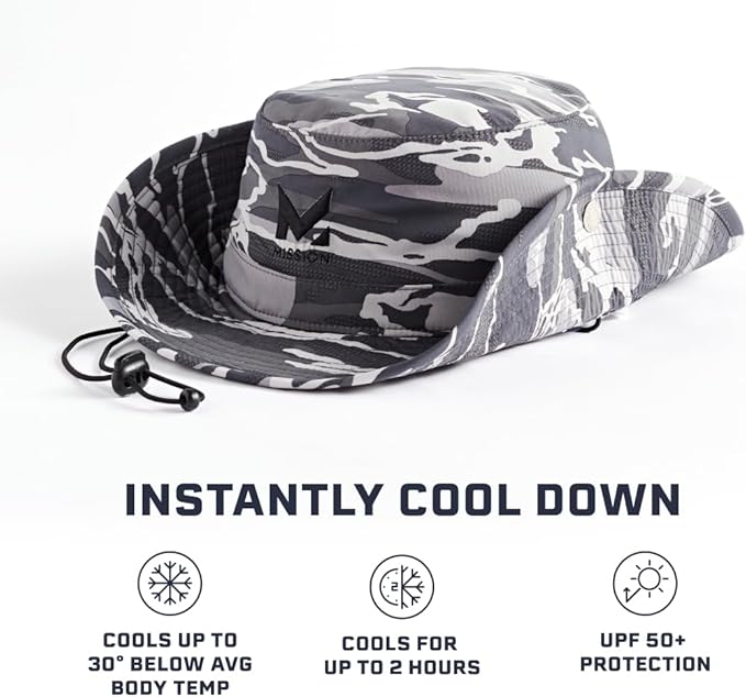 MISSION Cooling Bucket Hat - Unisex Wide-Brim Hat for Men & Women - Lightweight, Foldable & Durable - Cools Up to 2 Hours