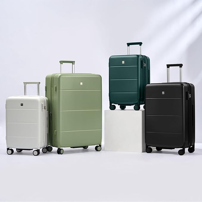 Hanke Expandable Luggage Sets 3 Piece with Spinner Wheels, 20/24/28" Hardside Carry On Luggage Large Suitcase, All-PC Hard Shell Luggage, TSA Lock, Lightweight Durable (Bamboo Green)
