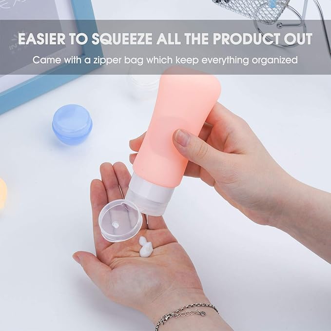 14 Pack Silicone Travel Bottles Set, Leak Proof Travel Size Containers, Perfect For Personal Travel (Green)