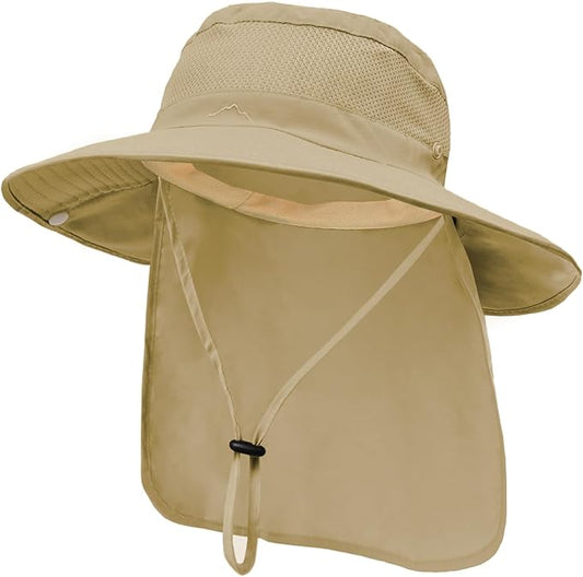 ZOORON Sun Hats for Men Women Fishing Hat with Neck Flap,UPF 50+ Sun Hat Waterproof Wide Brim Bucket Hats for Safari Hiking