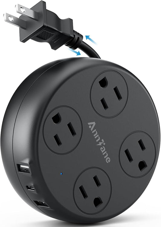 Japan Travel Adapter with USB C, US to Japan Plug Adapter with 4 Outlets 3 USB Ports, Type A Outlet Adapter for US to China Mexico Philippines Canada Peru Thailand Vietnam (Black)