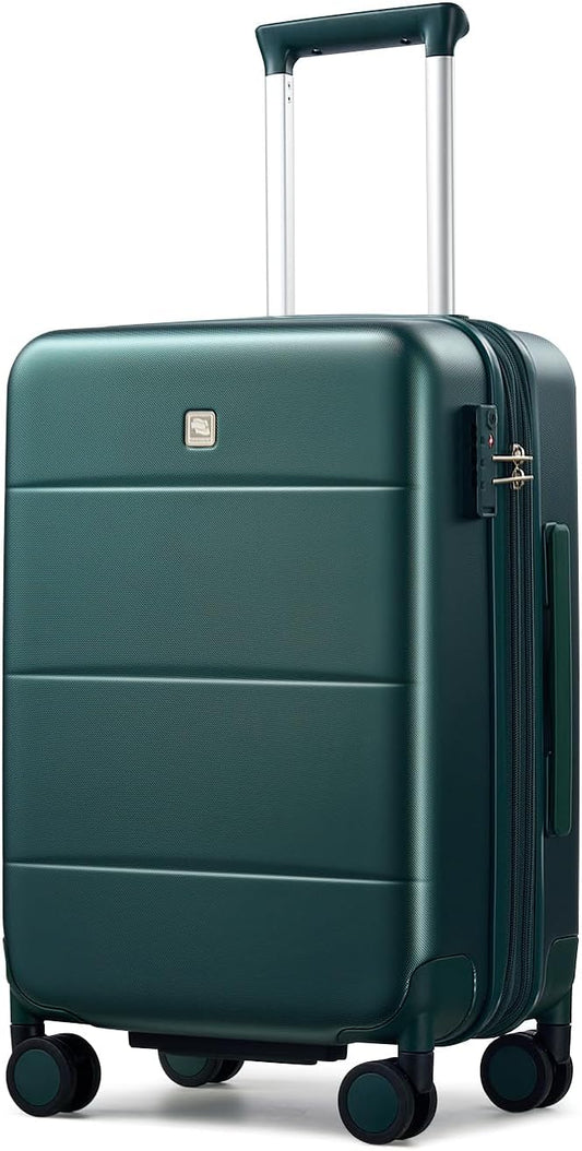 Hanke Expandable Carry On Luggage 22x14x9 Airline Approved, 20 Inch Hardside Luggage with Spinner Wheels, All-PC Hard Shell Carry-On Suitcase, Lightweight & TSA Approved (Blackish Green, 46L)