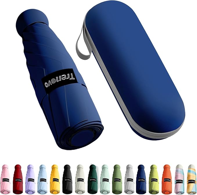 Travel Mini Compact Folding Umbrella with Case - UV Sun & Rain Protection, Lightweight Portable Pocket Umbrella for Women Men Kids, Fits Purse Backpack