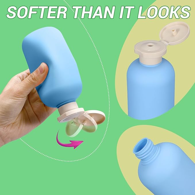 ASEVAT 6.7oz Airtight Plastic Travel Shampoo Bottles, Empty Squeeze Bottle, Travel Shampoo and Conditioner Bottles Refillable, Hand Soap Dispenser for Vacation, Gym, Lotion(PinkGreenBlue)