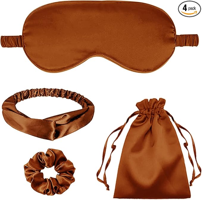 4Pcs Silk Sleep Masks Satin Eye Mask Silky Eyes Cover Blindfold Eyeshade Headband Scrunchies Pouch Bags Bridesmaid Gifts