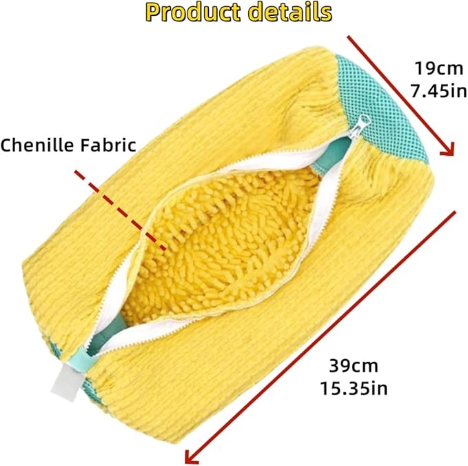 Shoe Wash Bags for Washing Machine (2 Pack), Reusable Laundry Bags for Sneakers, Footwear, Bike Shoes, 360° Deep Clean Shoe Washing Bag (Yellow)