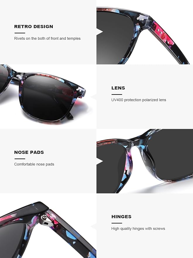 Wzerry Sunglasses for Women Polarized, Sun Glasses Vintage Style Trendy Round UV400 Protection Lens