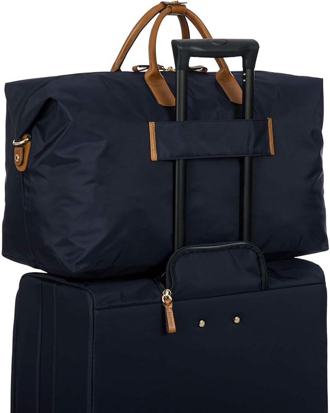 Bric's X-Travel Deluxe Duffle for Men and Women - Lightweight Overnight Carry On Travel Luggage with Tuscan Leather Trim and Sleeve Attachment - Water-Resistant Weekender or Gym-Ready Duffel