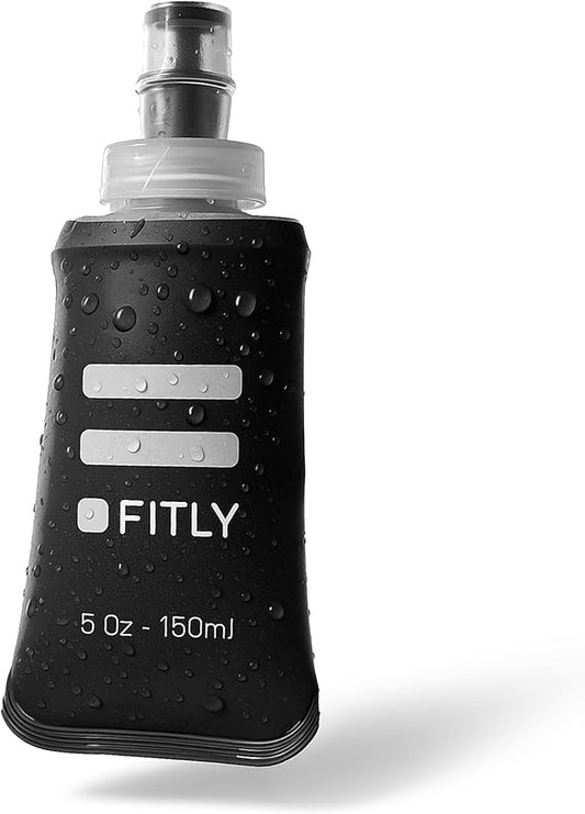 FITLY Soft Flask - Shrink As You Drink Soft Water Bottle for Hydration Pack - Folding Water Bottle Ideal for Running, Hiking, Cycling, Climbing & Rigorous Activity