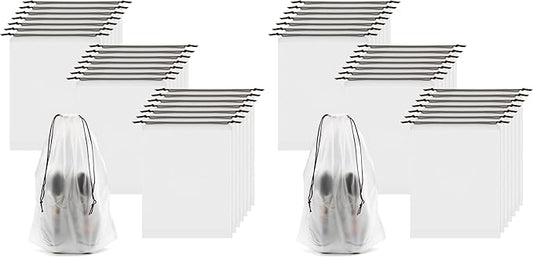 50pcs Clear Shoe Bags for Travel, 15.7" x 11.8" Waterproof Dust Bags with Drawstring, Portable Storage for Men and Women (Pack of 2)