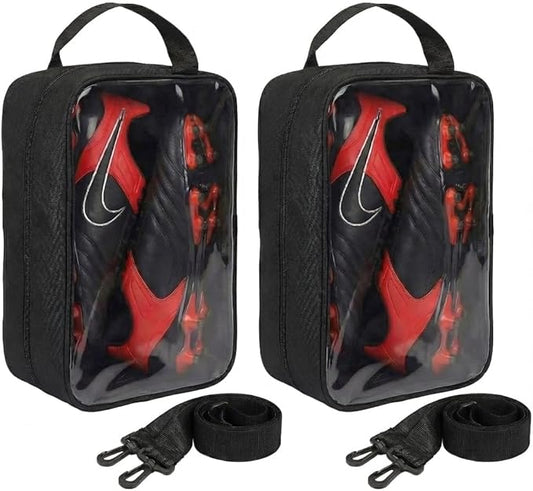 Smell-Proof Soccer Cleats Bag for Men, Soccer Shoe Bag with Shoulder Strap & Luggage Sleeve, Clear Front, Water-Resistant & Odor-Control Sports Travel Gear Organizer(2 PACK)