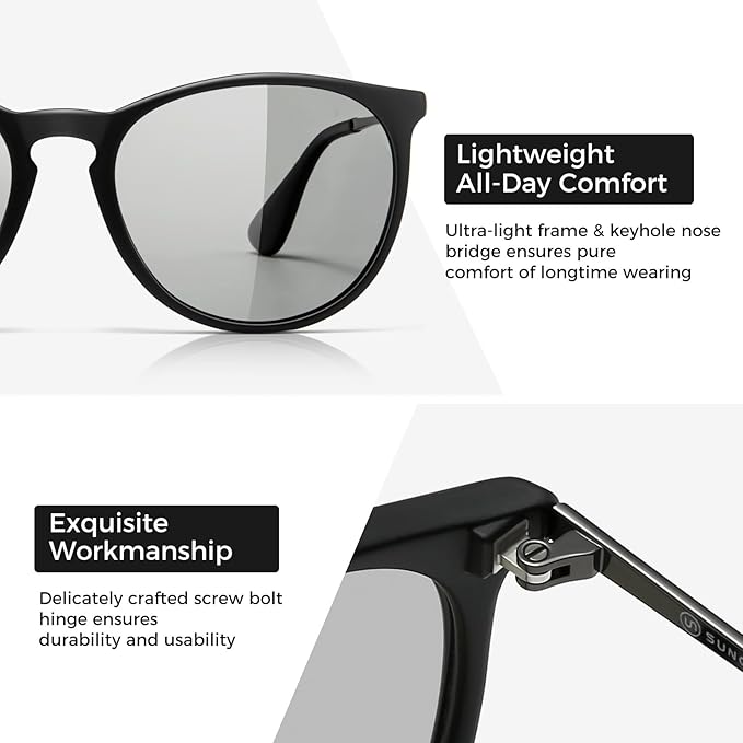 SUNGAIT Premium Vintage Round Sunglasses for Women Men Classic Retro Trendy Style