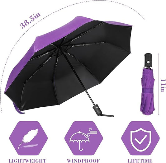 Jexine 6 Pcs Travel Compact Umbrella Automatic Open Close Windproof Small Light Backpack Purse Car Portable Collapsible Umbrella for Rain, Men Women