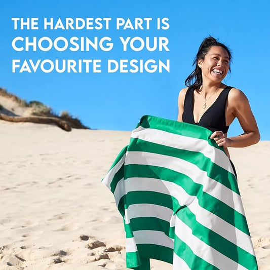 Dock & Bay Customized Beach Towel - Quick Dry, Sand Free - Compact, Lightweight - 100% Recycled - Includes Bag - Cabana - Cancun Green - Large