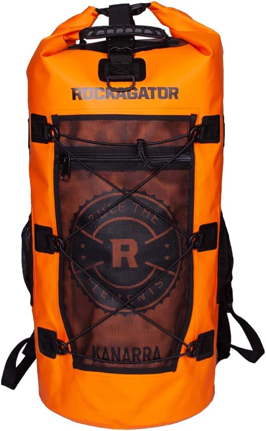 Rockagator Kanarra 90L Waterproof Backpack for Camping, Hiking, Mountaineering, Backpacking, Hunting, Fishing, Canoeing, Outdoor Activities, The Wet Outdoors - Large Capacity, Roll Top Closure, Orange