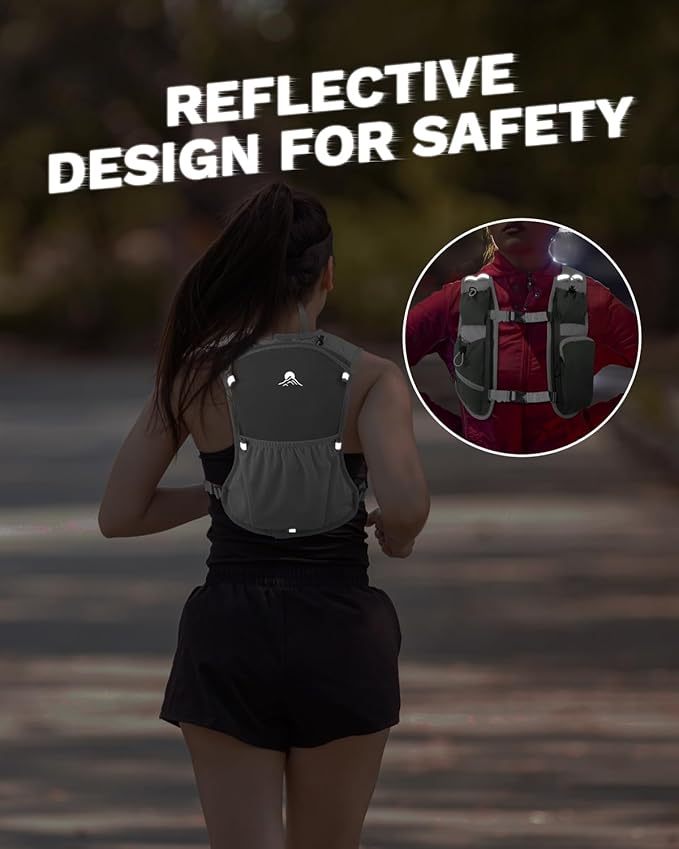 Running Vest for Women and Men, Hydration Running Backpack, Runners Vest, Hydration Vest, with Front Phone Holder, Adjustable Chest and Waist Strap