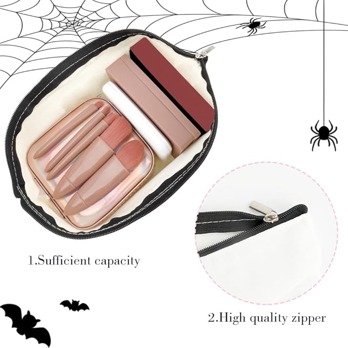 Halloween Bag Gifts for Women Gifts for Teens Trick or Treat Bags Boo Basket Stuffers for Women Holloween Cosmetic Bag Cute Stuff for Teen Girls Mini Makeup Bag Funny Gift for Adults