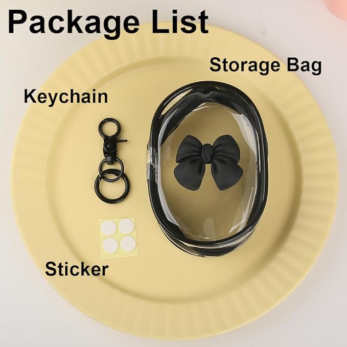 Charging Cable Storage Bag, Cute 3D Bow Tie Waves Design Transparent Compact Travel Cables Carrying Storages Case Electronic Accessories Charger Cord Wire Organizer, Black Bow