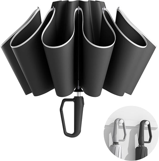 Windproof Travel Umbrella for Rain, Withstand 85MPH Winds, 54 Inch Automatic Reverse Fold Umbrellas Easy Auto Open Close, Portable Compact Umbrella Includes Cover Bag, Perfect for Travel, Car, Commute, Women Men, Backpack