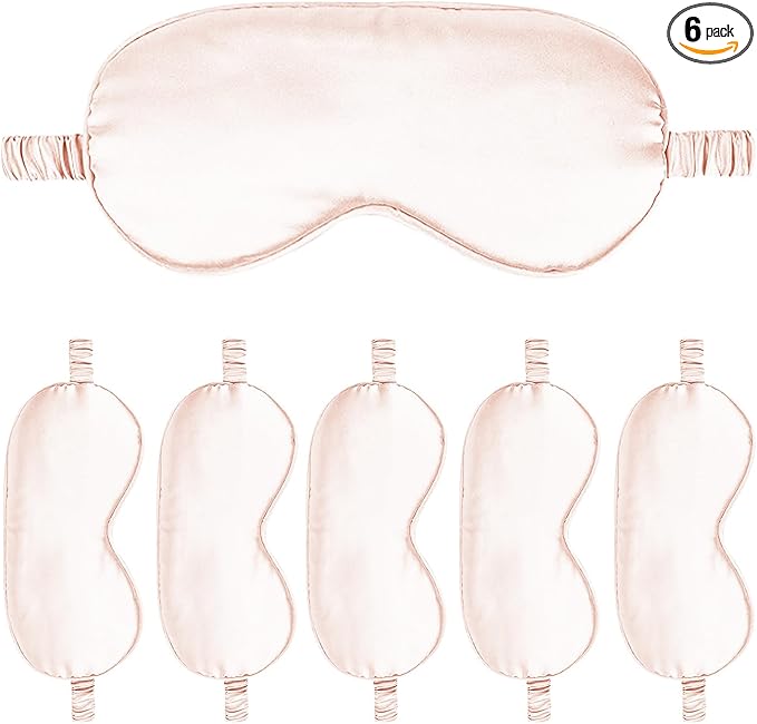 6PACK Silk Sleep Mask Satin Eye Masks Blackout Silky Eyeshade Cover Soft Blindfold Eyeshades for Women Sleeping Travel Gift