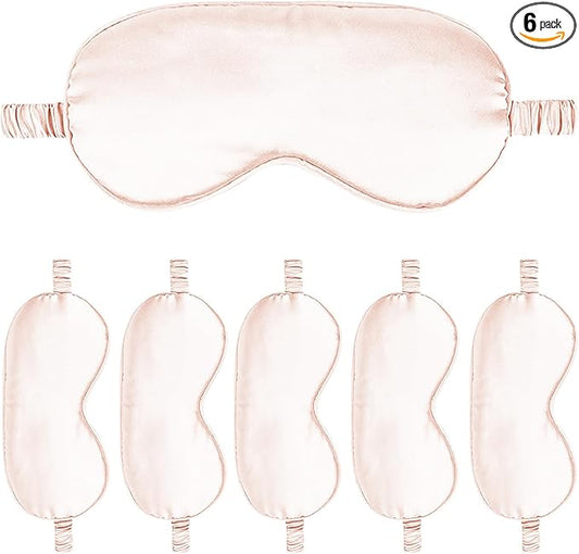 6PACK Silk Sleep Mask Satin Eye Masks Blackout Silky Eyeshade Cover Soft Blindfold Eyeshades for Women Sleeping Travel Gift