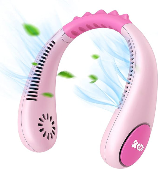 Kids Neck Fan, Portable Bladeless Fans for Kid 4-14Y Girls & Boys, 2600mAh USB Personal Mini Cooling Fan for Travel/Camping/Study, 4 Speeds, Lightweight, Compact, Perfect Summer Gifts for Kids