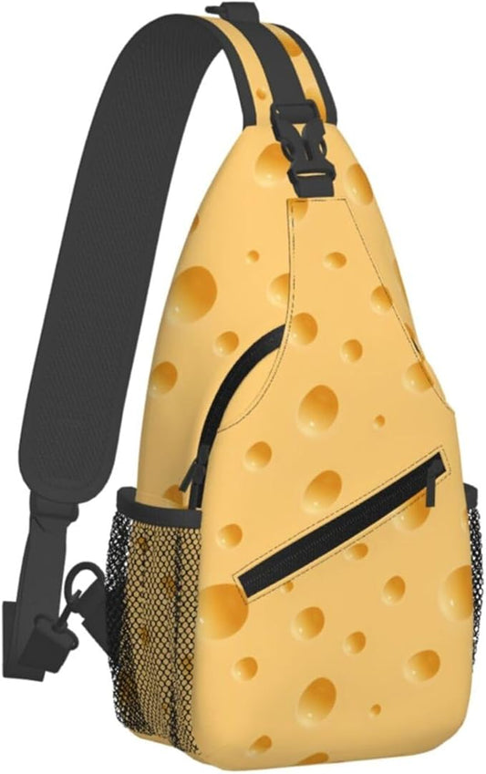 QFXUYNG Funny Cheese Adult Sling Bag Unisex Chest Bags Crossbody Backpack Casual Daypacks Shoulder Bag for Women Men Cycling Hiking Travel