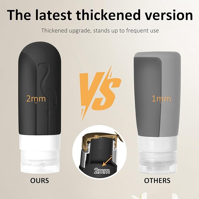 Empty 3 oz Travel Size Bottles Toiletries Containers for Toiletries Liquids，Small Silicone Mini Refillable Leak Proof TSA Approved Travel Bottles for Creams Shampoo and Conditioner Traveling