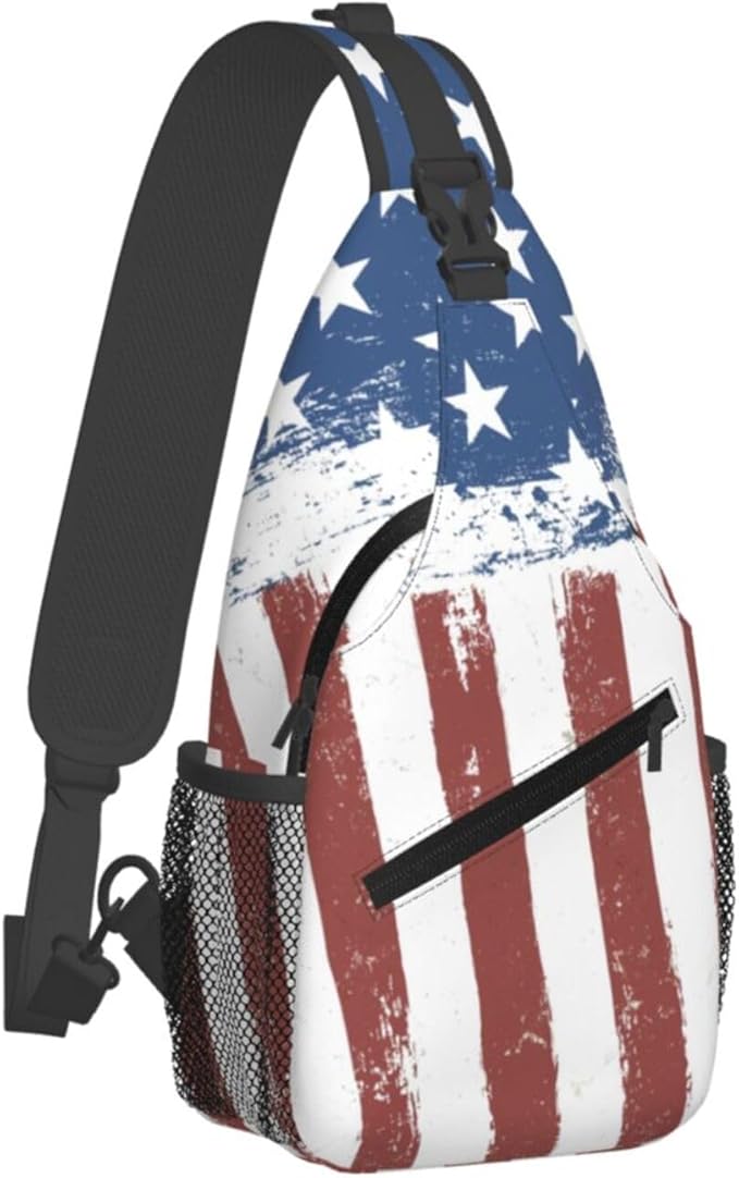 American Flag Sling Bag Multipurpose Crossbody Sling Backpack Travel Cycling Hiking Shoulder Bag For Women Men