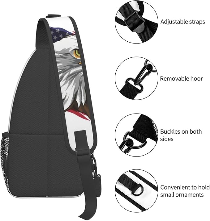 Eagle American Flag Sling Bag Multipurpose Crossbody Sling Backpack Travel Cycling Hiking Shoulder Bag For Women Men