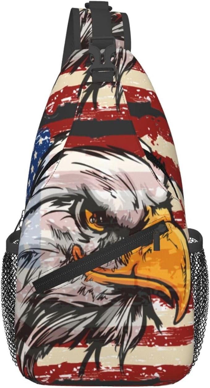American Flag Sling Bag Multipurpose Crossbody Sling Backpack Travel Cycling Hiking Shoulder Bag For Women Men