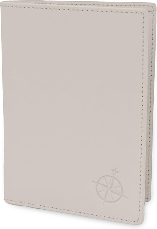WANDERINGS Leather Travel Wallet with Passport Holder - 5.5" x 4" - Genuine Leather Case with RFID Blocking for Men and Women - Folding Wallet for Passports - Oat Color