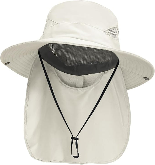 NPJY Sun Fishing Hats with Neck Flap for Men Women UV Sun Protection Bucket Hat