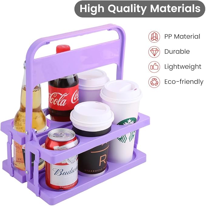 musbus Reusable Drink Carrier with Handle for Food Delivery Drivers, Portable Cup/Coffee Holder Accessories for Delivery, Foldable Drinks Caddy with Tray, Car Durable Plastic Festive Bottle, Vacation