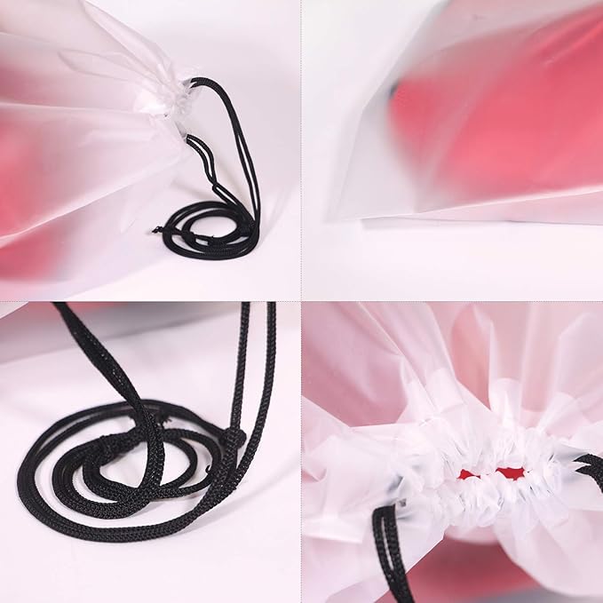 Set of 12 Portable Translucent Shoe Bags for Travel Large Clear Shoes Pouch Storage Organizer with Drawstring for Men and Women