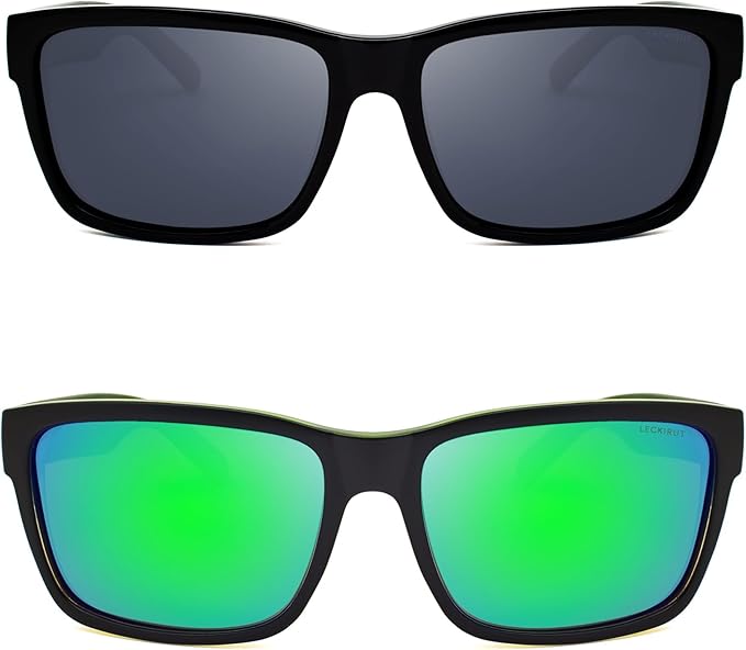 LECKIRUT Vintage Polarized Sunglasses for Men Women Retro Oversized Square Mirror Sun Glasses