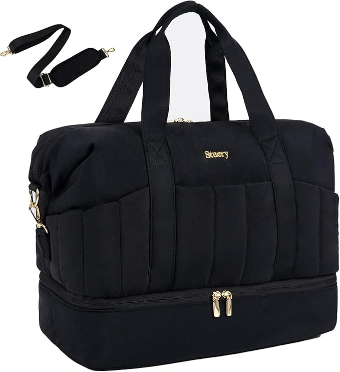 Weekender Bag, Large Travel Duffel Bag for Women, Carry on Overnight Bag with Shoe Compartment and Toiletry Bags
