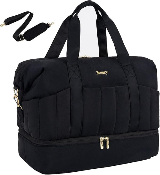 Weekender Bag, Large Travel Duffel Bag for Women, Carry on Overnight Bag with Shoe Compartment and Toiletry Bags