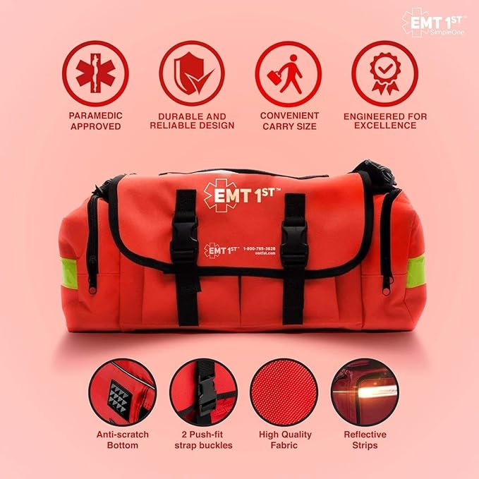 EMT 1st Emergency Responder First Aid Kit | Medical Trauma Bag for Disaster Preparedness | Perfect for Wilderness, Camping, Home, Car, & Office | Our Lightweight Kits