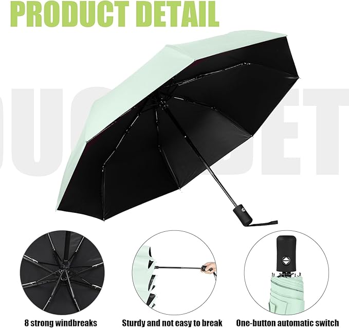 Jexine 6 Pcs Travel Compact Umbrella Automatic Open Close Windproof Small Light Backpack Purse Car Portable Collapsible Umbrella for Rain, Men Women