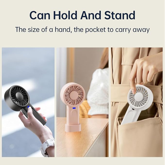 HOMETOP Handheld Fan Mini Portable 5 Speeds, 4000mAh,Personal Powerful Hand/Desk Fan for Travel, Outdoor, Home, Office, Camping, Women Small Fan (2, Black White)