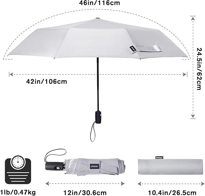 G4Free 46 Inch Reflective Travel Umbrella for Rain Large Windproof Auto Open Close Folding Compact Umbrellas, Strong Fiberglass Frame for Men Women