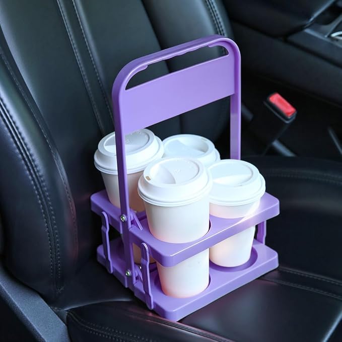 musbus Reusable Drink Carrier with Handle for Delivery Drivers, Portable Cup/Coffee Holder Accessories for Delivery, Foldable Drinks Caddy with Tray, Car Durable Plastic Festive Bottle, Vacation