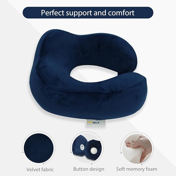 Hump Ultra-Soft Travel Pillow, High-end Memory Foam Neck Pillow, Double Support for Neck, Head and Chin, 360° Ergonomic Design Full Neck wrap Pillow, Suitable for Office, Airplane and car