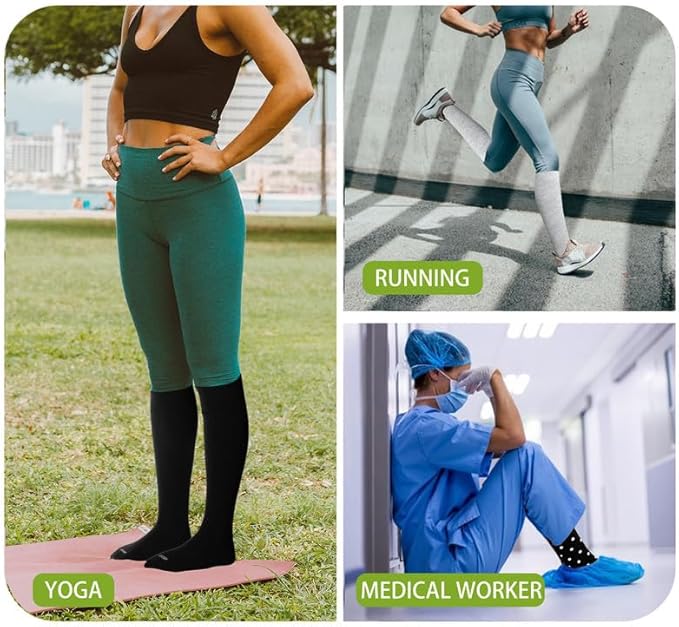 LEVSOX Viscose Made from Bamboo Compression Socks for Pregnant Women 20-30 mmHg Knee High Cute Mens Supports Socks for Travel