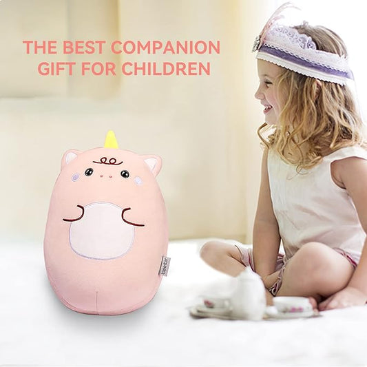 Kids Travel Pillow - 2-in-1 Deformable Kids Neck Pillow for Traveling, Soft U-Shaped Pillow with Adorable Animal Design, Comfy Sleep and Play, Ideal for Airplanes and Cars - Pink Unicorn